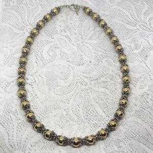 Vintage 2 tone gold silver jewelry set necklace and earrings costume jewelry.